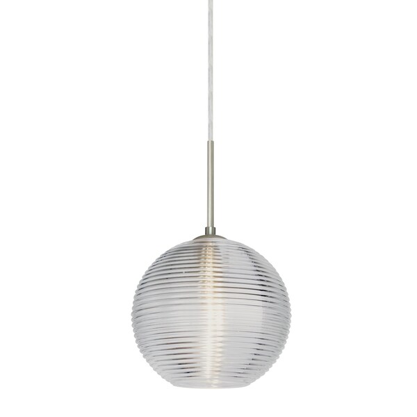 Besa Lighting Kristall 8 Cord Pendant, Clear, Satin Nickel Finish, 1x9W LED 1JT-461600-LED-SN - main